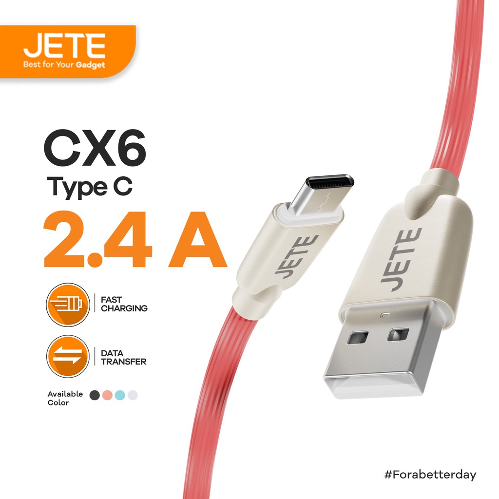 Kabel Data Fast Charging Jete Cx6 Type C Original