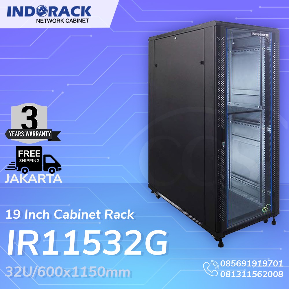 IR11532G - 32U Close Rack Depth 1150mm Glass Door 19&quot; - INDORACK