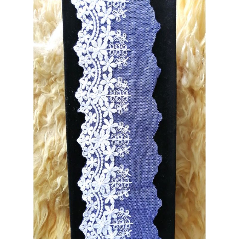 renda bordir tile brokat pinggiran lebar 6.5 cm per setengah meter