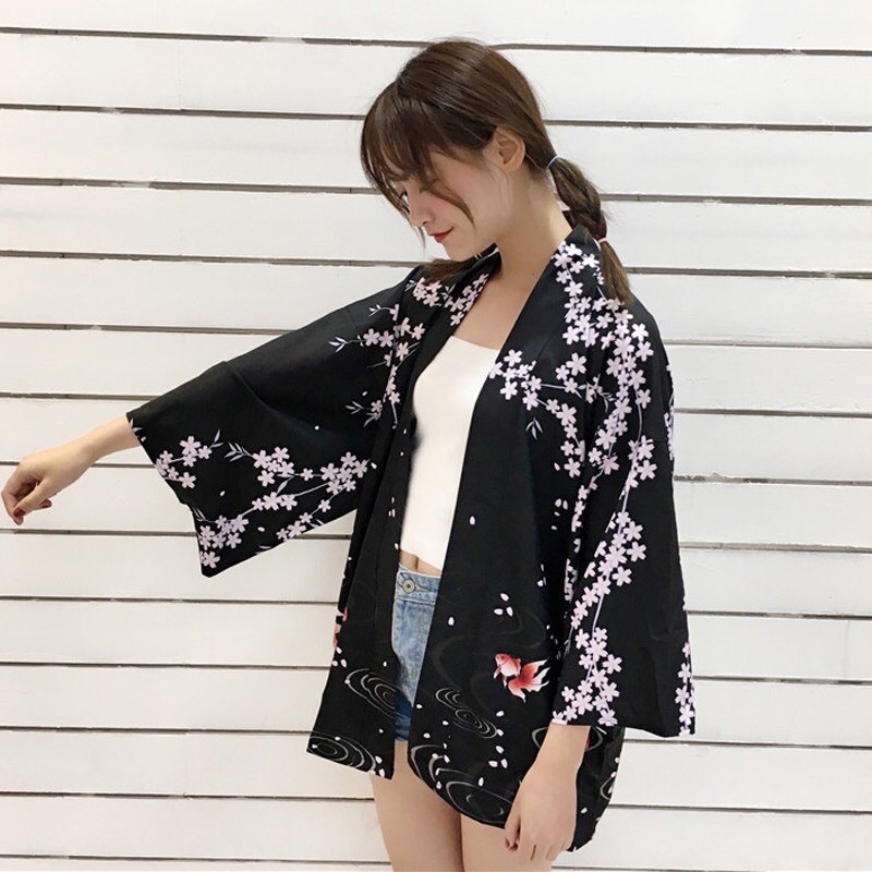 RE01 CARDINGAN KIMONO IMPORT WANITA ASIA KOREA JEPANG HAORI YUTAKA SAKURA ORIGINAL