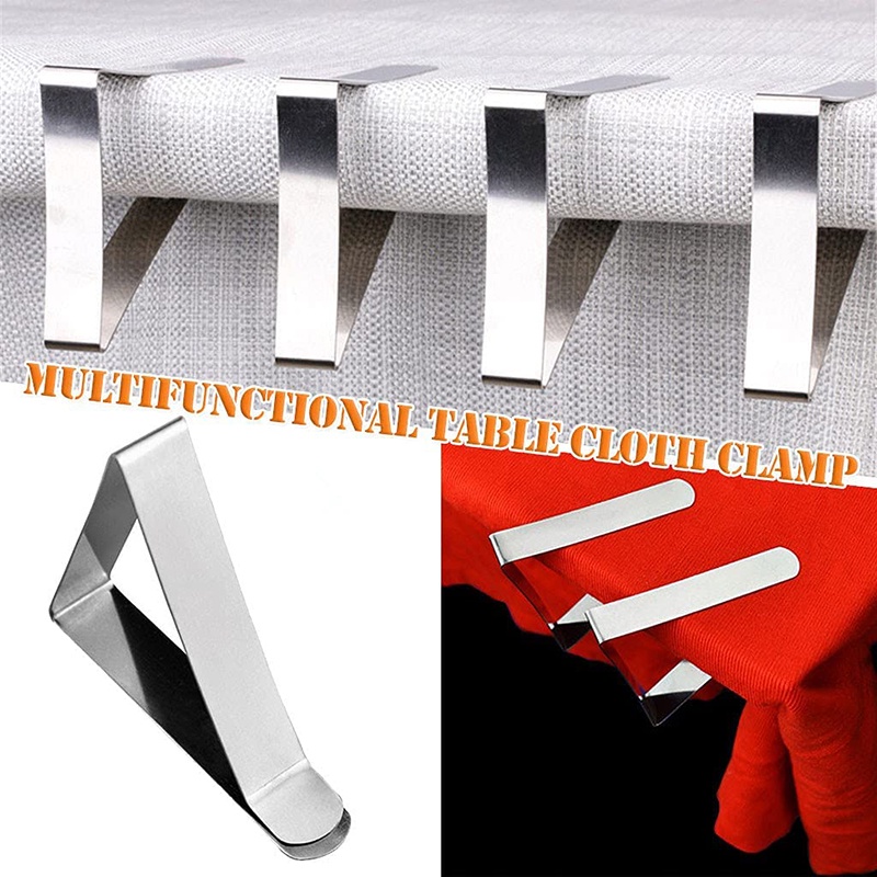 8 / 12pcs Klip Penjepit Taplak Meja Multifungsi Bahan Stainless Steel Anti Slip