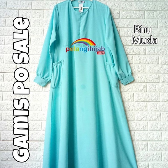 Gamis pelanghijab warna biru muda (preloved)