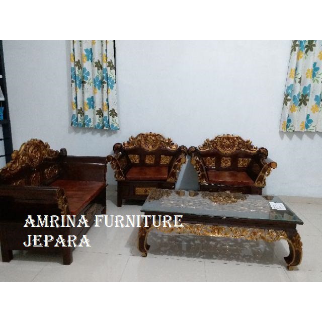 kursi tamu madaura 211 dan meja ketapang jati, furniture mebel jepara