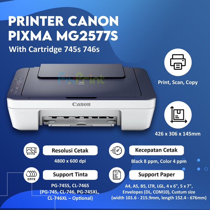 Printer Canon PIXMA MG2577S (Print - Scan - Copy) All-In-One New With Cartridge 745s 746s InkJet New Printer