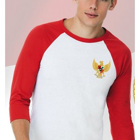 Kaos Polos Raglan - Kaos Raglan Lengan Pendek | Kaos Raglan Merah Putih | BISA CUSTOM SABLON