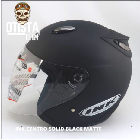 helm half face ink centro black matte matt hitam dof dop polos