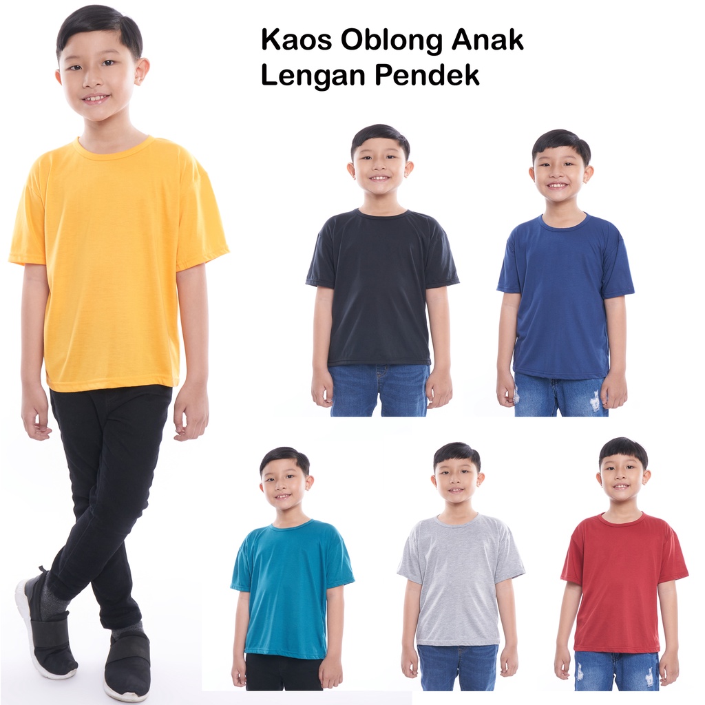 Kaos Oblong Polos Anak Lengan Pendek umur 1 - 8 Tahun