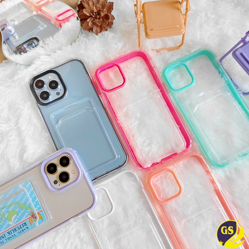 IPHONE 11 11 PRO 11 PRO MAX / IPHONE X XS XR XS MAX / IPHONE 6 6S 6G 7 8 PLUS 6+ 6S+ 7+ 8+ CLEAR CASE 3 IN 1 SLOT CARD HOLDER POCKET 2 LAYERS