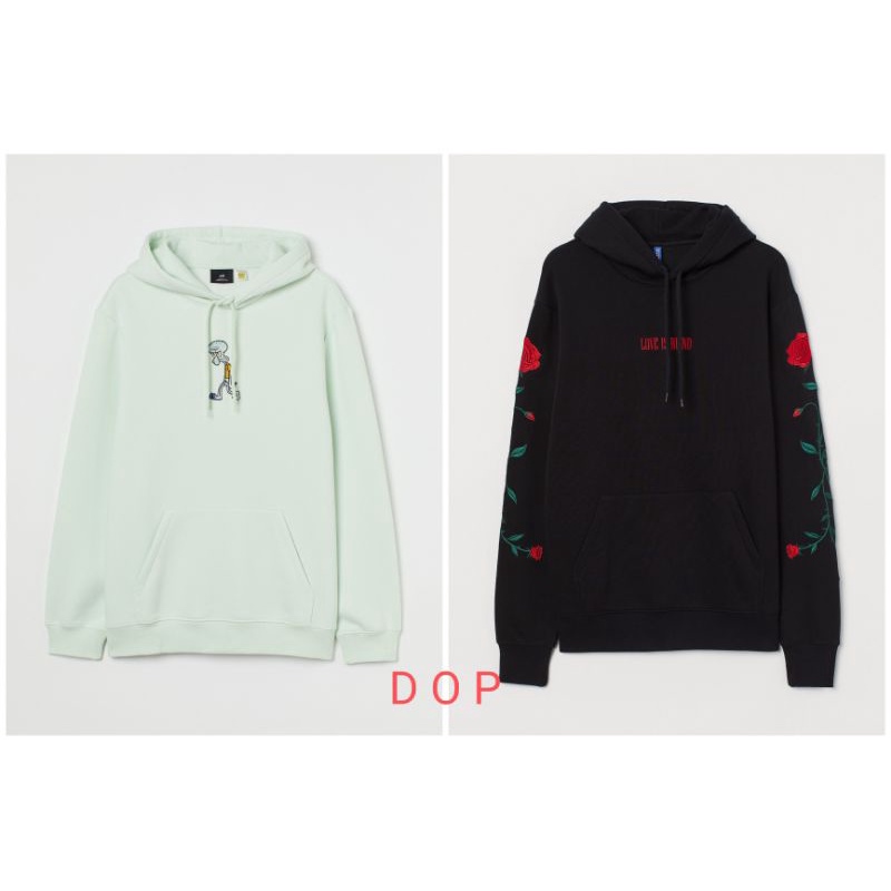 Hoodie Jaket Pria Wanita HnM H&amp;M Squidward Green Mint / Hoodie Love Is Blind Hitam Full Tag