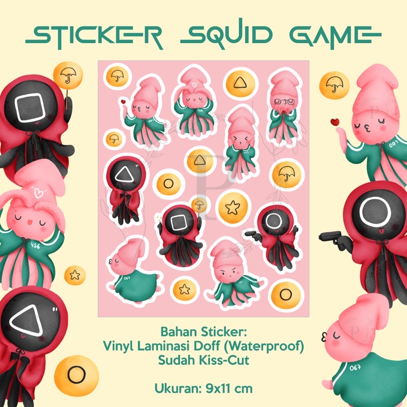 

Sticker Vinyl Squid Game Waterproof Kisscut Journaling Notes Lucu