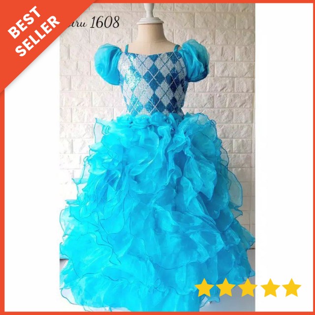 DRESS TUTU PESTA ANAK IMPORT BUNGA 2-8 TAHUN MEWAH CAPE / GAUN PENGANTIN ANAK BUNGA MEWAH / BAJU KOSTUM PESTA ANAK PRINCESS UNICORN