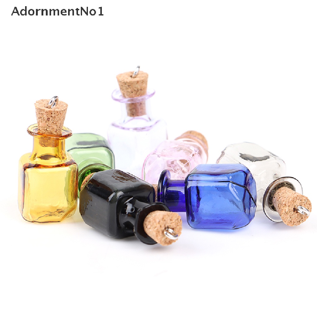 (AdornmentNo1) 7pcs Botol Kaca Mini Bentuk Persegi Panjang Warna Campur Untuk Hadiah