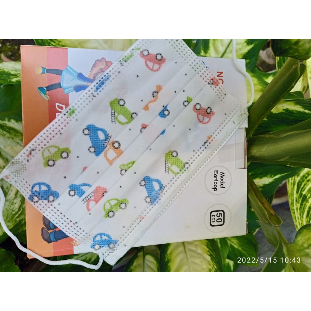 Masker Anak 50pcs Murah, Masker Anak Kuping Merk Y & B Tebel Murah isi 50pcs 3-ply, Kids Earloop Kar