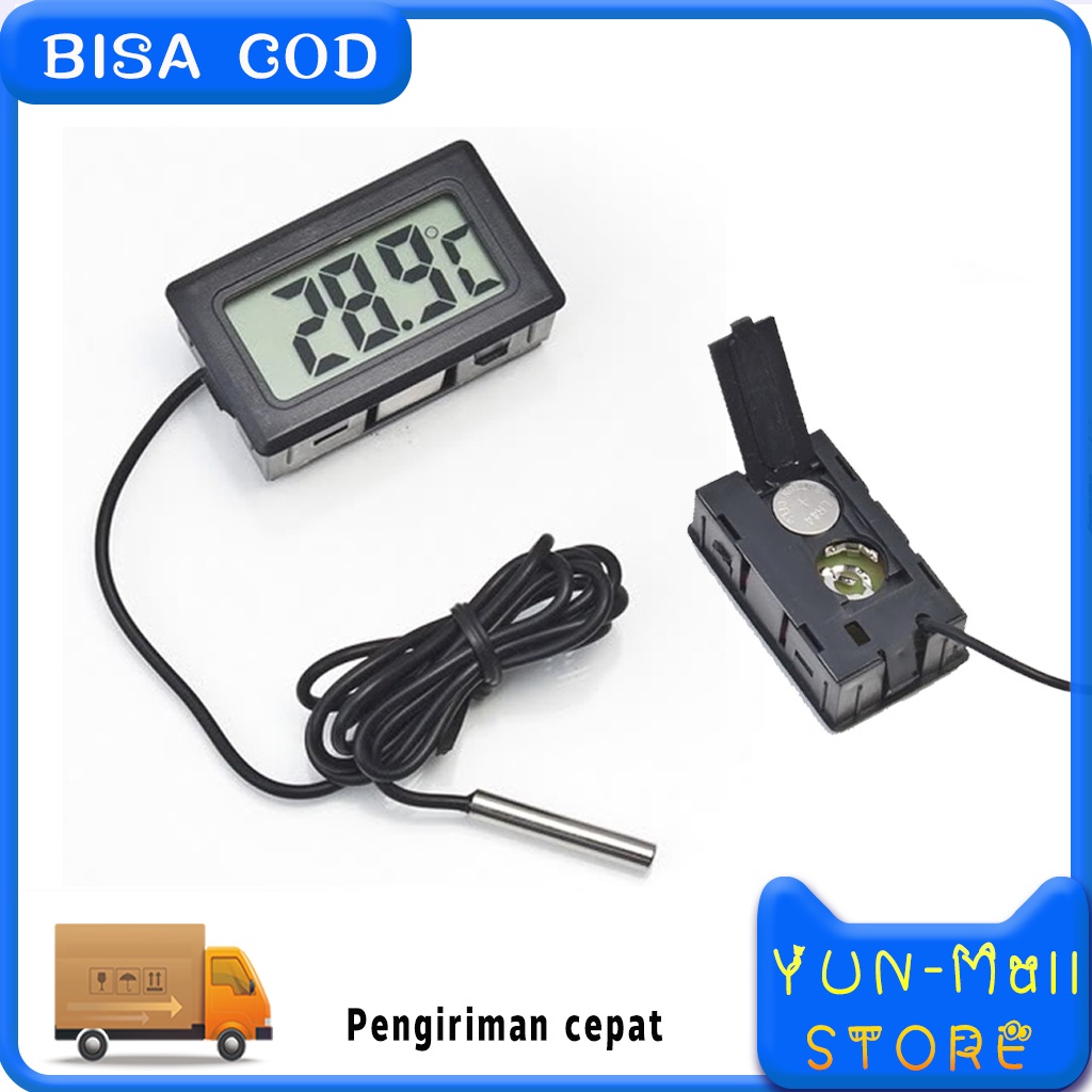 【COD+Dalam stok+Pengiriman Cepat】YUN Mall Termometer Aquarium Digital Alat Pengukur Temperatur Suhu Air Thermometer Layar LCD Hasil Akurat