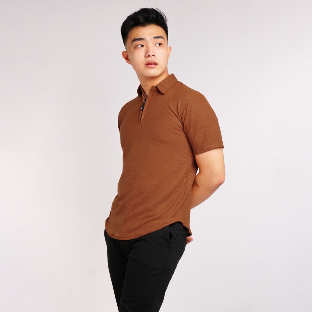 Kaos Kerah Polo Shirt Pria Polos Lengan Pendek Original Broguy - Light Brown