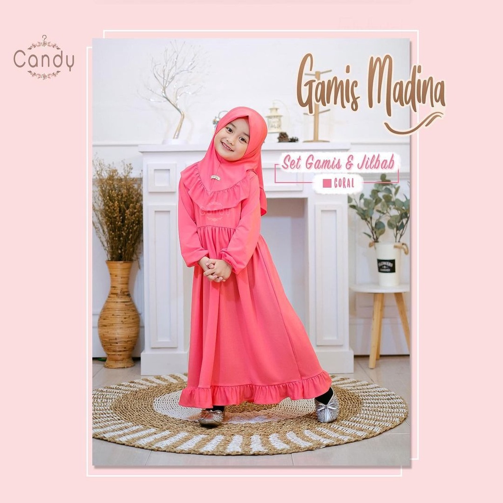 GAMIS ANAK POLOS SET JILBAB 1-5 TAHUN