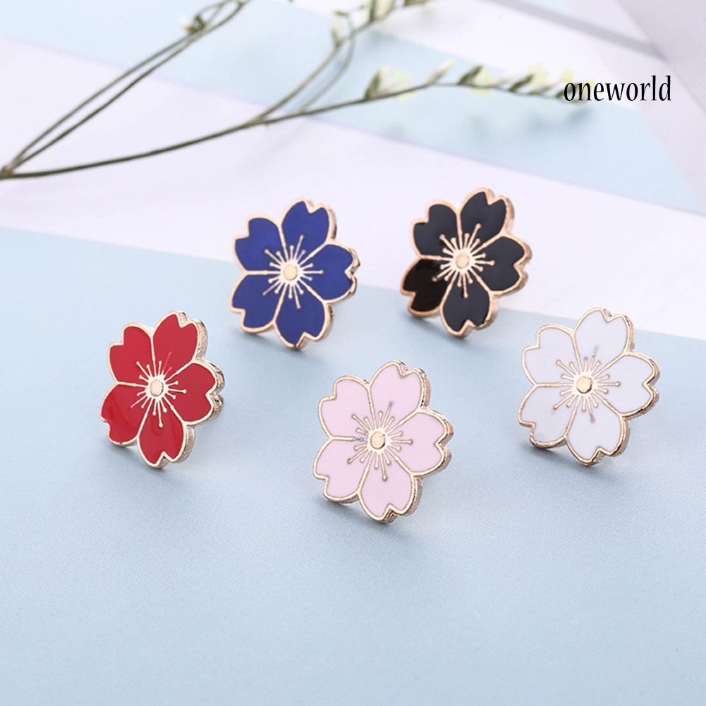 OW@ Sweet Women Cherry Blossom Flower Enamel Brooch Pin Suit Collar Badge Jewelry