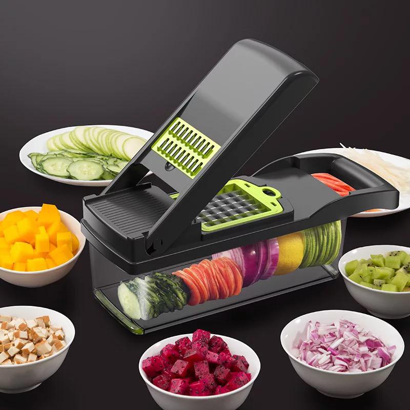 【COD+Dalam stok+Pengiriman Cepat】Parutan Serbaguna Sayur dan Buah Multifungsi 8 in 1 Pengiris Sayur Vegetable Fruit Slicer