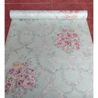 KODE 387 Wallpaper Sticker dinding Motif Shabby bunga ...