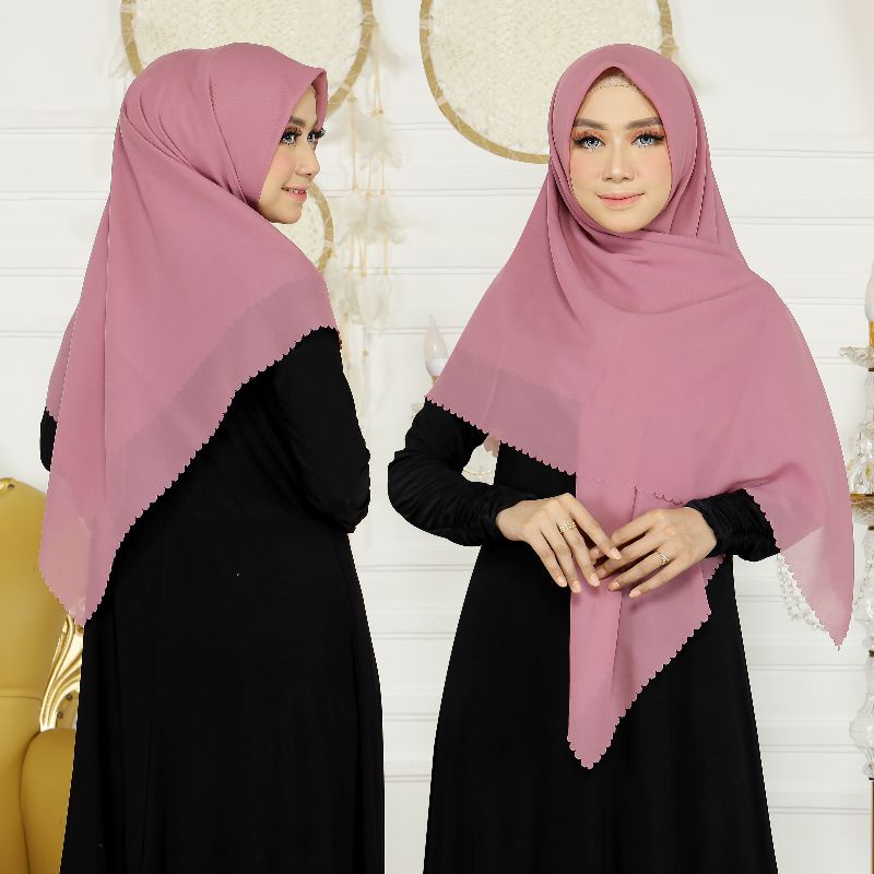 Hijab syari bella lasser jumbo 130x130 || polycotton