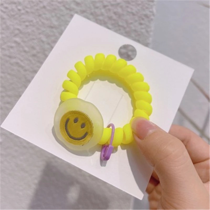 Korean Ins Style Smiley Frosted Phone Cord Hair Rope/Children Cute Elastic Hair Ties/Daily Basic Hair Accessories