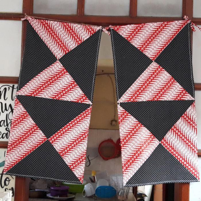Noren/Tirai Pintu Jepang/Tirai Dapur - Patchwork Merah Hitam