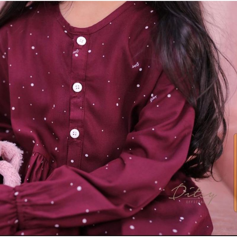 LITTLE PUNTO MAROON SIZE 7 DITSY