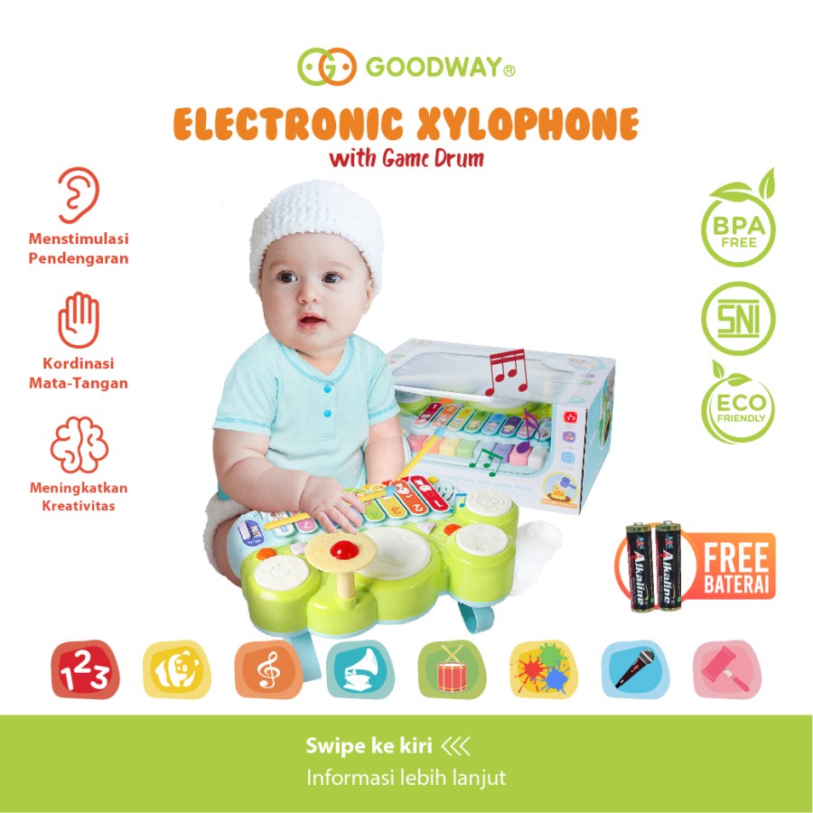 GOODWAY ELECTRONIC XYLOPHONE WITH GAME DRUM / GW3502