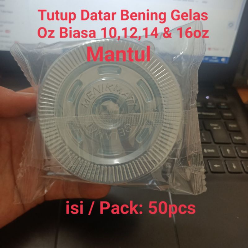 Tutup Gelas Plastik Putih Susu &amp; Bening 10,12,14 &amp; 16oz Biasa