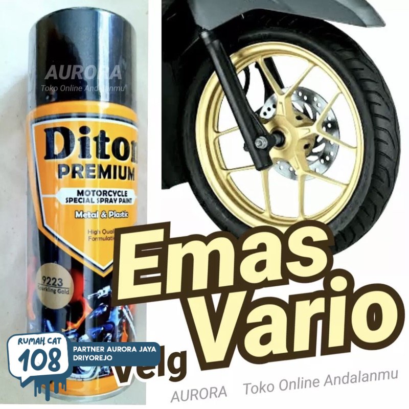 

Rumah Cat - Pilox Diton Premium Sparkling Gold 9223 Emas Metalik 400ml Cat Pilok Pylox Mas Metallic Metalic Velg Sepeda Motor Vario | Rumah Cat Mobil dan Motol