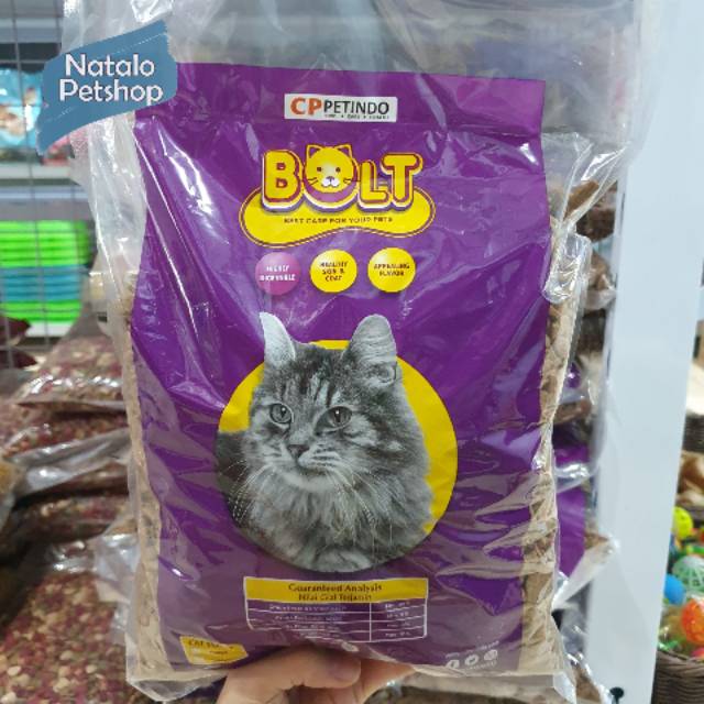 Bolt Cat Food 1KG rasa Tuna bentuk Ikan atau donat Makanan Kucing Murah Cat Food