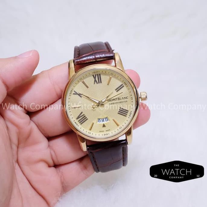 TERBARUUU Jam Tangan Pria cowok Montblanc Classic Romawi Leather Strap Brown DWVS