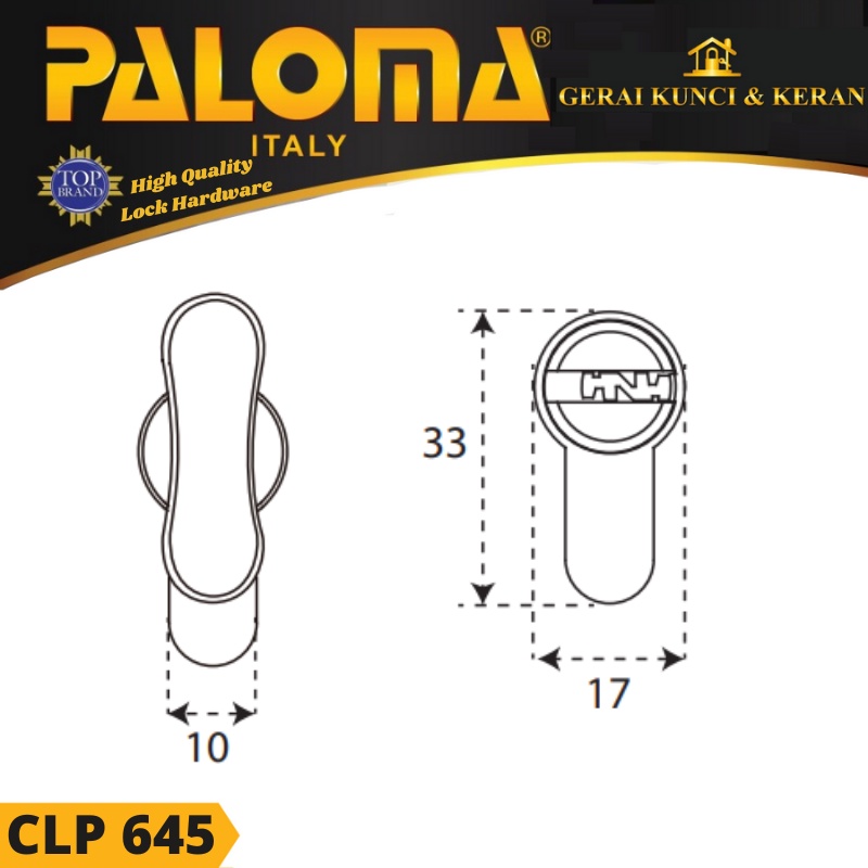 Knob Cylinder PALOMA CLP 645 DELUXE KC-CK 80MM - Computer Key