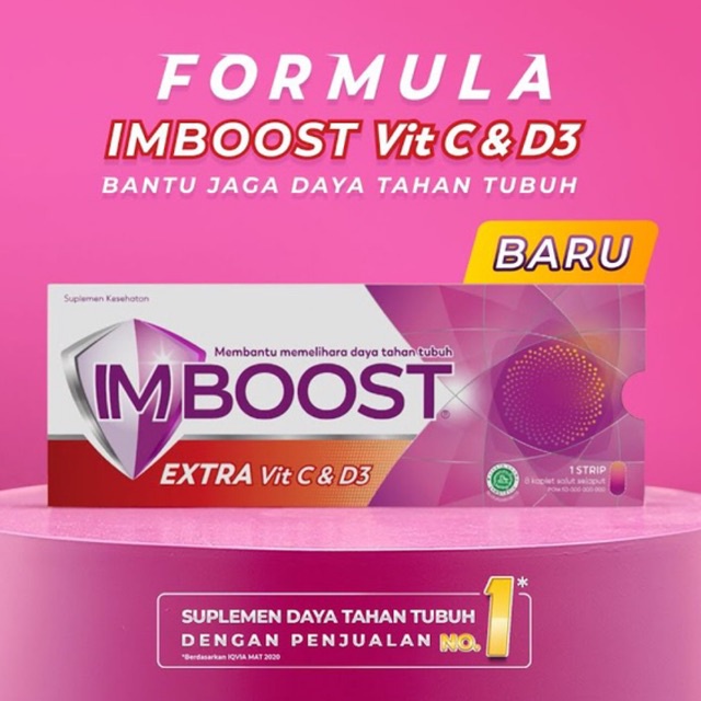 IMBOOST Extra Vitamin C Dan D3 Strip Tablet Vitamin Suplemen Daya Tahan Tubuh Terbaru