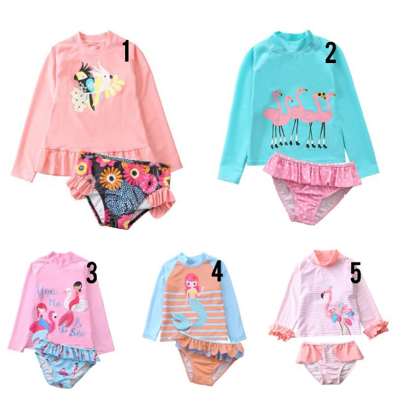 Long Sleeves Girl Swimwear / Baju Renang Anak