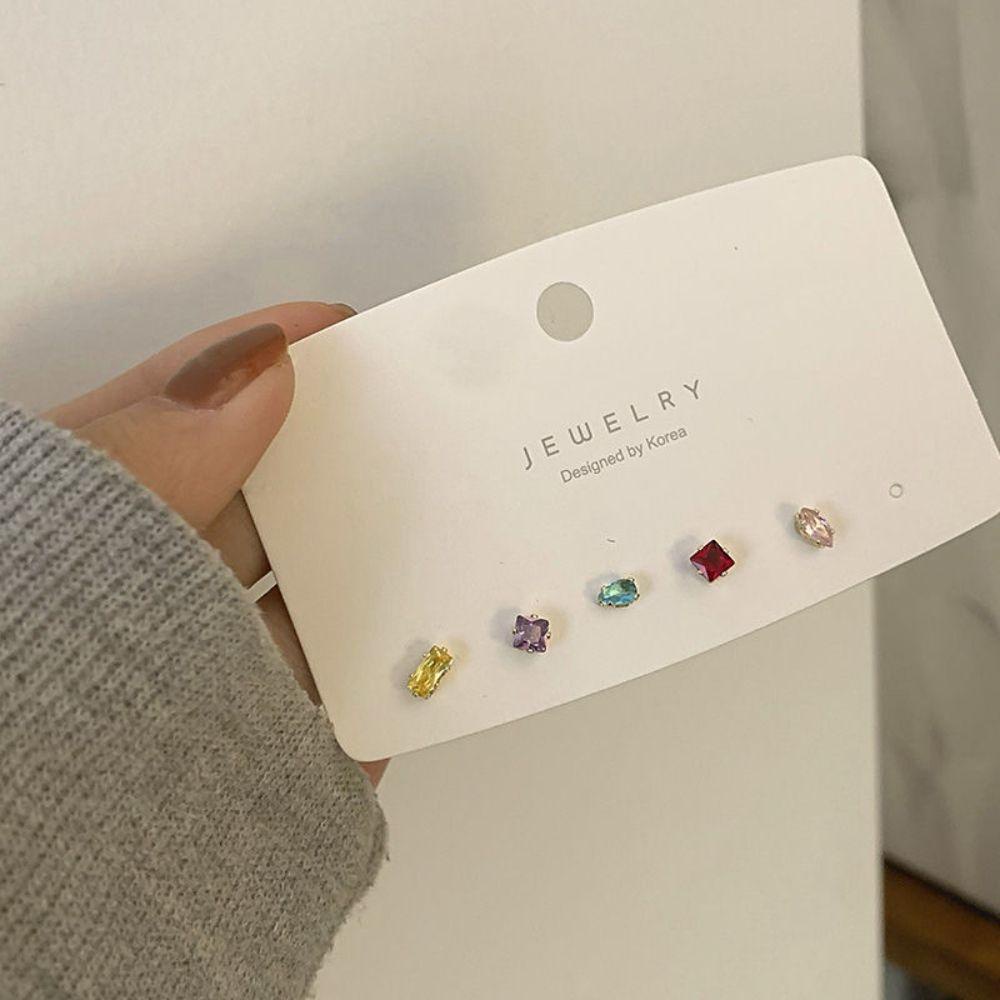 Mxbeauty Wanita Stud Anting Warna-Warni Ins Hypoallergeniic Berlian Imitasi Cantik Kristal Fashion Perhiasan