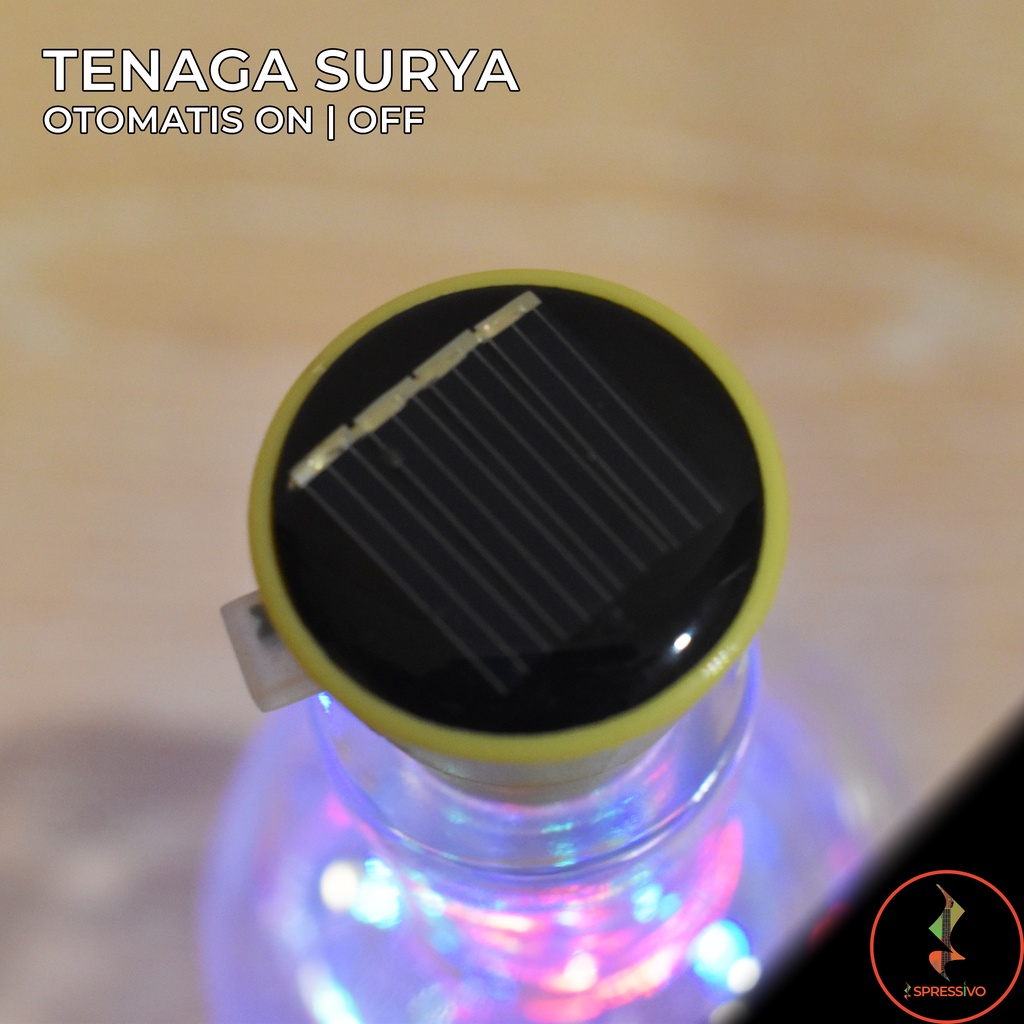 Lampu Hias Tutup Botol 20 LED 180cm Tenaga Surya Rechargable