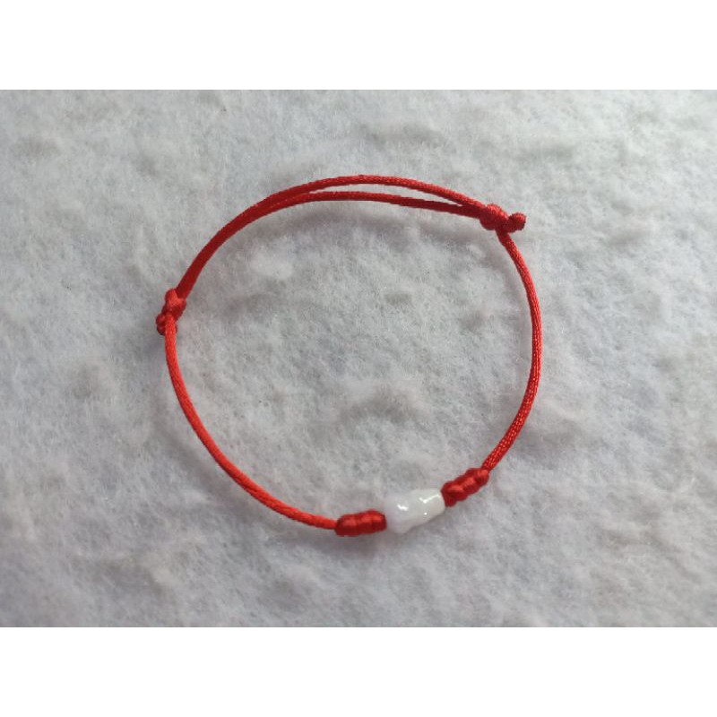 Gelang Giok Jadeite Mini Labu Cina/ Holo Tali Merah