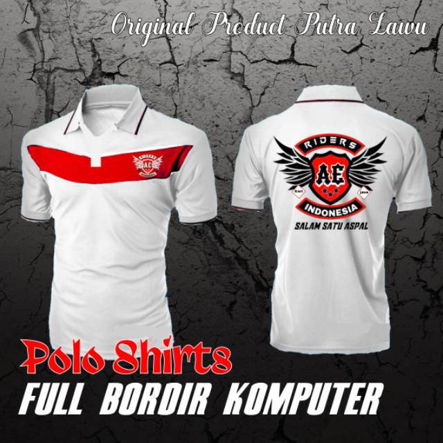 KOAS KERAH RIDER FULL BORDIR PUTIH