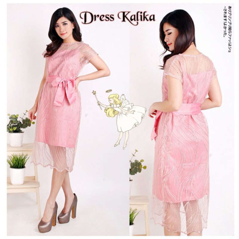 Dress Kondangan Jumbo Pendek Party Dress Brukat Tulang Set Kalika Bigsize Dress Natal bahan velvet