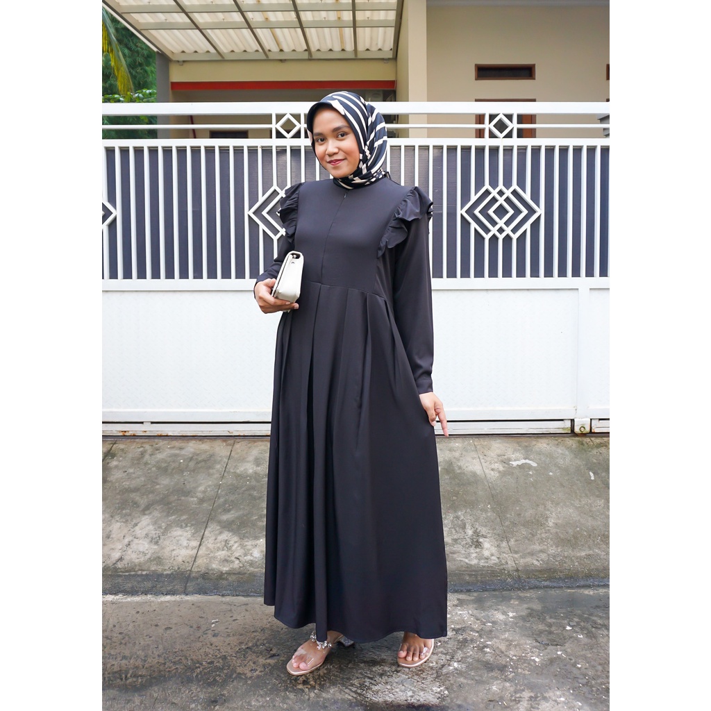 HAIFA DRESS PAKAIAN GAMIS MUSLIM WANITA SIZE M L XL BUSUI DAN WUDHU FRIENDLY KEKINIAN TERBARU BAHAN SHAKILA PREMIUM MURAH BERKUALITAS ZENIC_ID COD