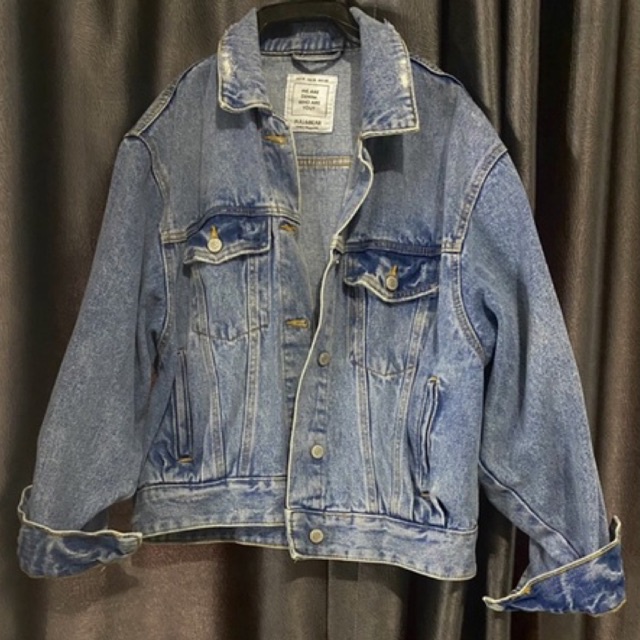 Jaket Jeans Ripped Oversize PULL AND BEAR Preloved Original