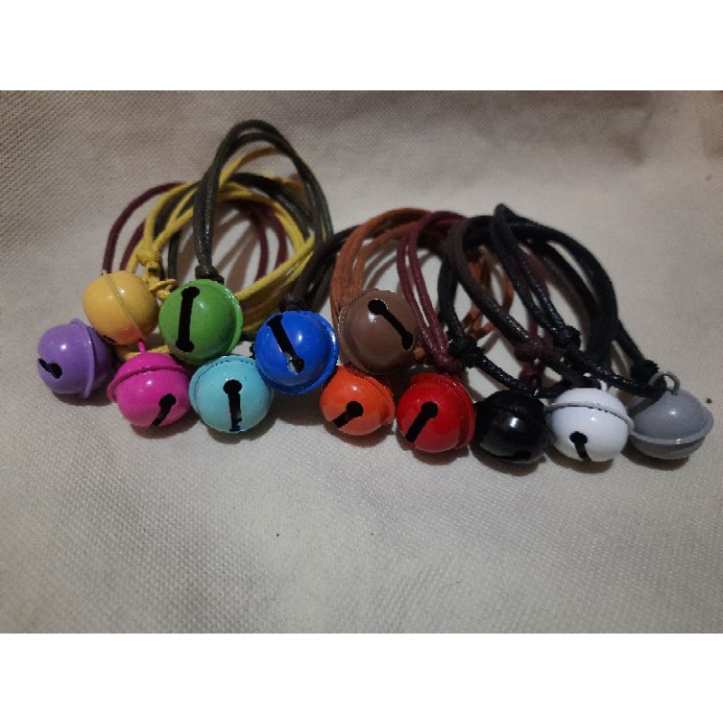 kalung kucing lonceng tali kulit 3mm dengan lonceng 22mm