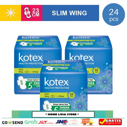 Kotex Healthy Protection - Slim Wing 3 x 8 pcs