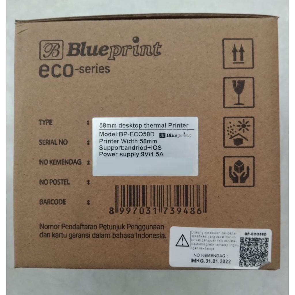 Blueprint ECO 58D ( USB + BT + RJ11 ) Printer Bluetooth Thermal Kasir Struk