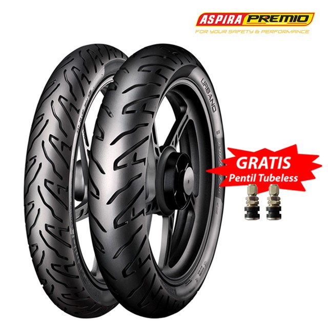 Paket Aspira Premio Urbano ukuran 90/80-17 & 120/70-17 Ban Motor Tubeless [ Free Pentil Tubeless ]