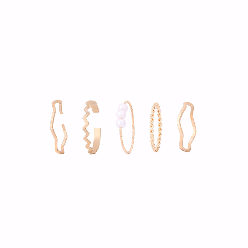 We Flower 5pcs / Set Cincin Manik-Manik Mutiara Gaya Korea Untuk Wanita