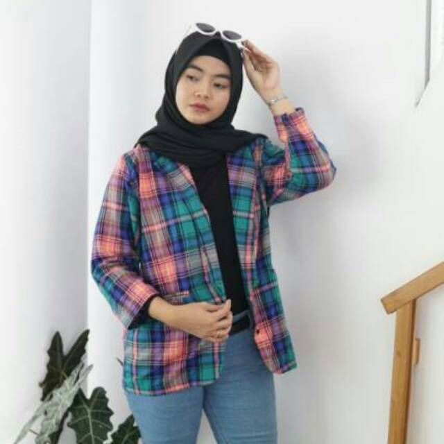 Plaid Outer Tartan Outer Kotak-kotak