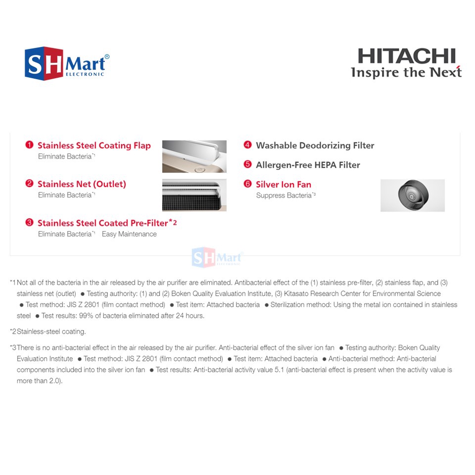 Air Purifier Hitachi EP-M70E White GARANSI RESMI MEDAN