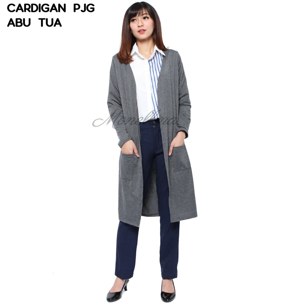 YUGANA - CRLONG Cardigan Wanita Cardigan Polos Jumbo Long Cardigan Lengan Panjang Murah Kekinian-3